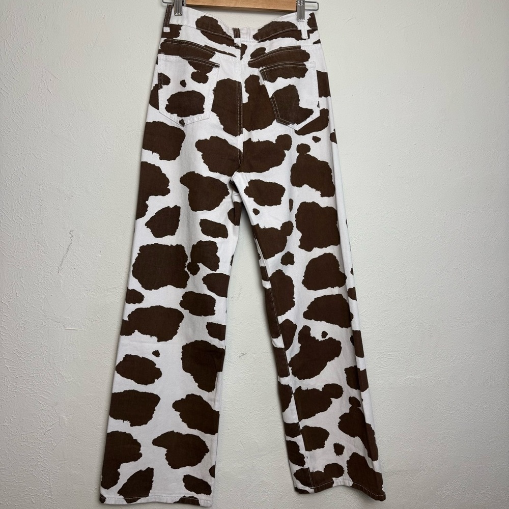Cow Print High Rise Wide‎ Leg Denim Jeans - Picture 5 of 8
